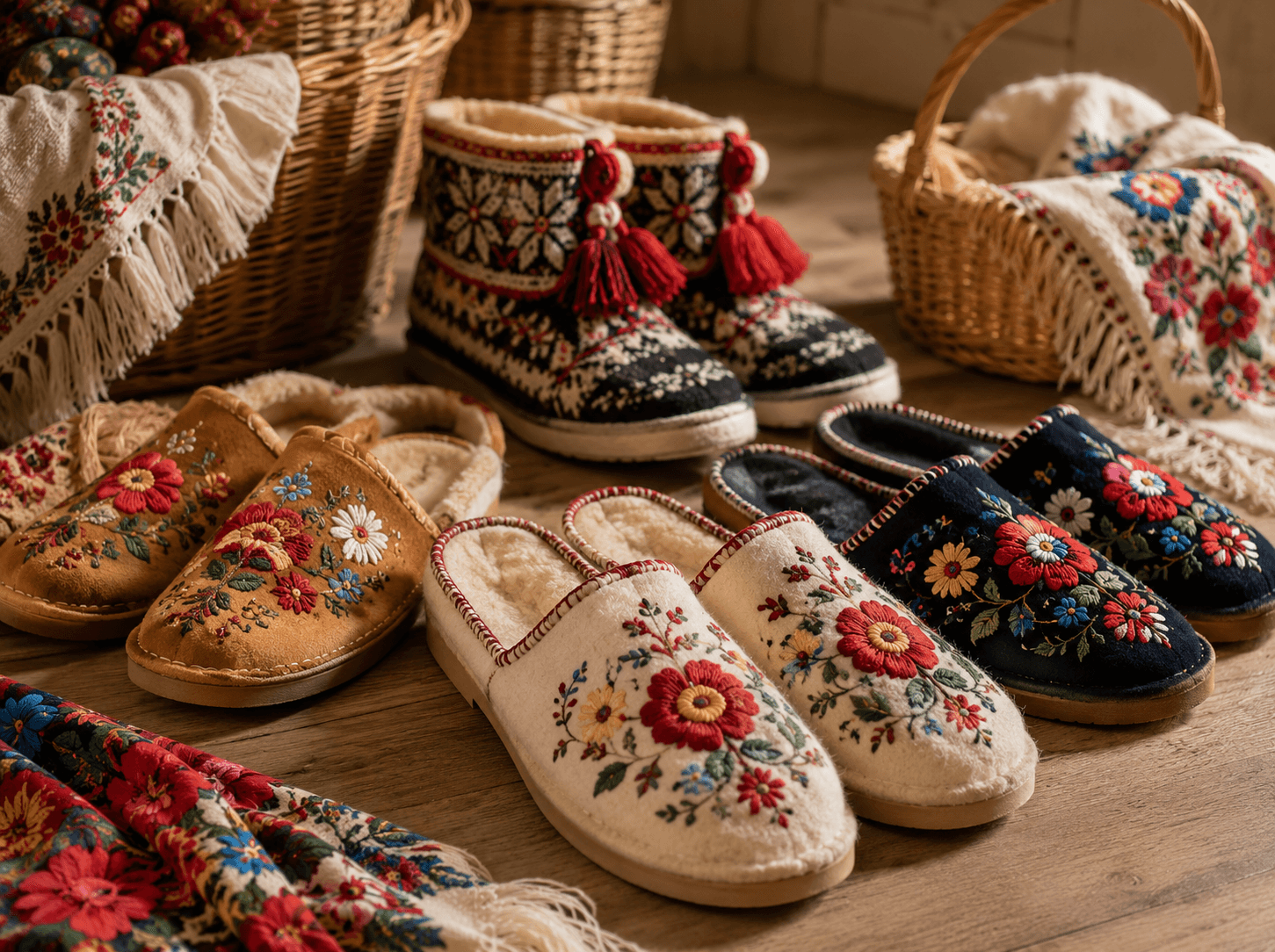 Pantoufles polonaises NUS PIEDS BASKETS folk Polonais